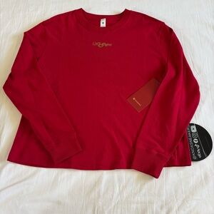 Lululemon Relaxed-Fit Cotton Jersey LS *New Year DKRD Dark Red Women’s Size 10
